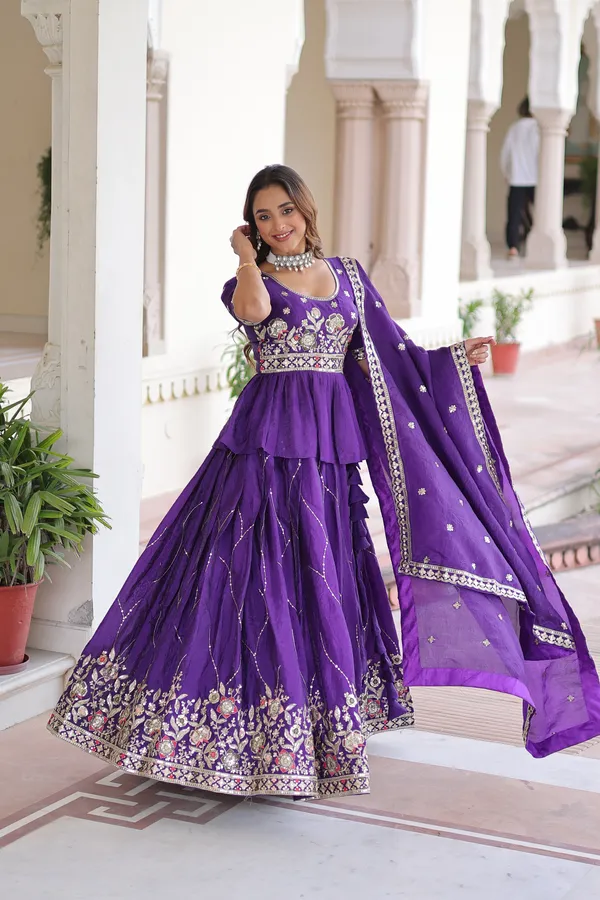 Purple_Statement_Gold_Crush_Lehenga_Choli_With_Rich_Zari_Sequins_Detailing_For_Women