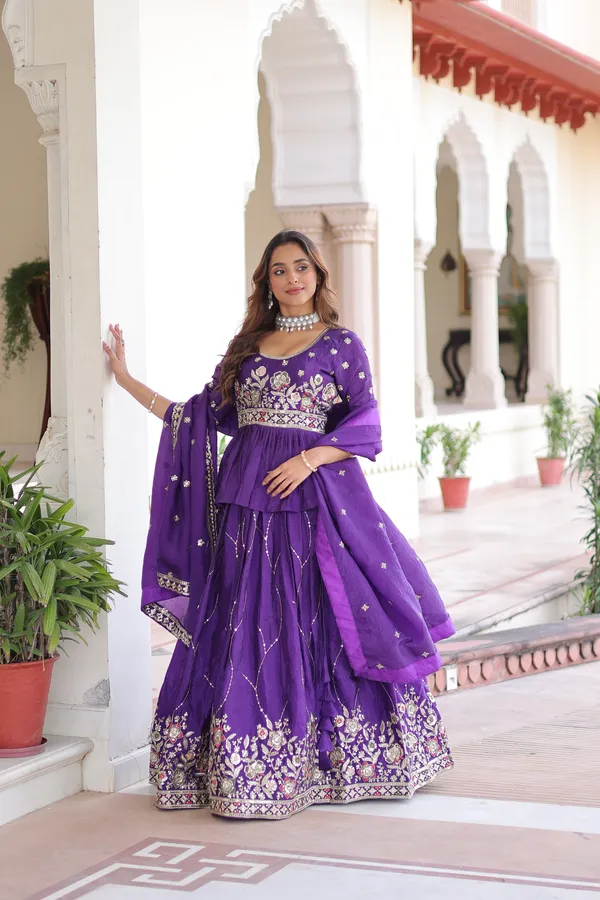 Purple_Statement_Gold_Crush_Lehenga_Choli_With_Rich_Zari_Sequins_Detailing_For_Women