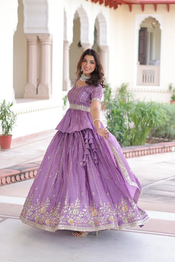 Soft_Purple_Gold_Crush_Peplum_Style_Lehenga_Choli_With_Multithread_Zari_Sequins_Work_For_Women