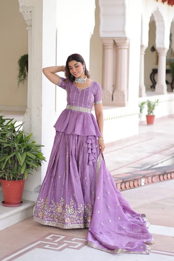 Soft_Purple_Gold_Crush_Peplum_Style_Lehenga_Choli_With_Multithread_Zari_Sequins_Work_For_Women