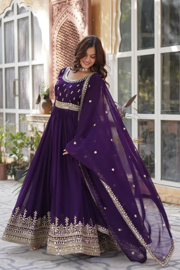 Graceful_Faux_Blooming_Full-Sleeve_Gown_with_Zari_Sequins_Work_&_Dupatta