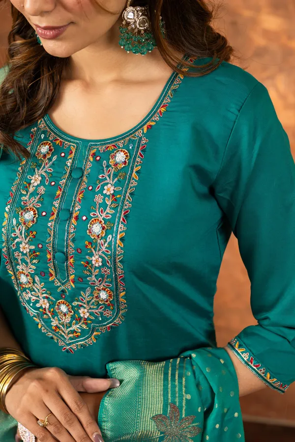 Handcrafted_Marina_Cotton_Straight_Kurti_Set_with_Embroidered_Pant_&_Dupatta