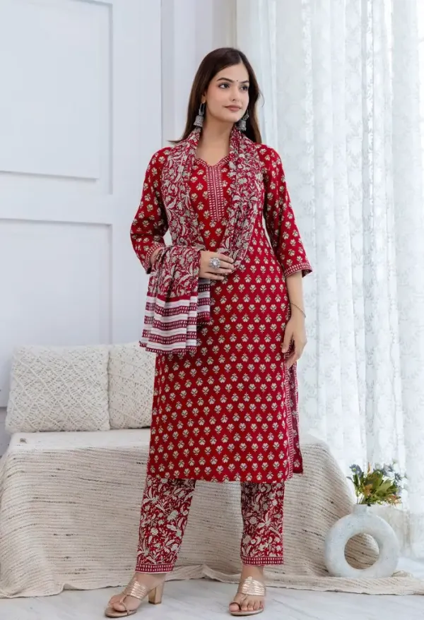 Pure_Cotton_Kurta_With_Pant_&_Dupatta
