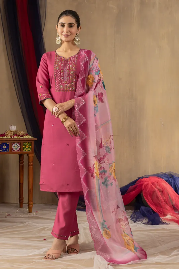 Roman_Cotton_Aura_Straight_Kurti_Pant_Set_with_Mirror-Work_Chanderi_Dupatta