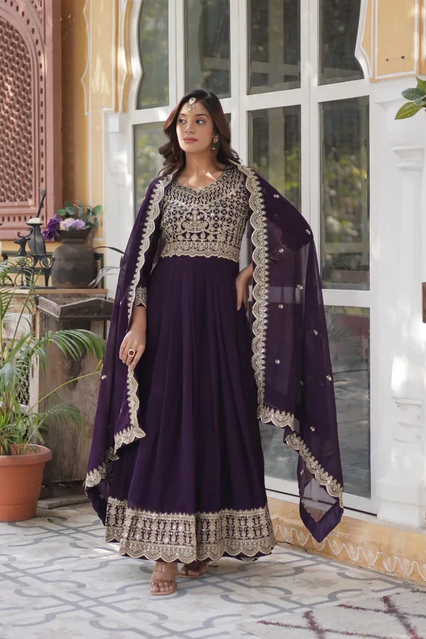 Royal_Faux_Blooming_Gown_with_Heavy_Zari_Sequins_Work_&_Lace_Border_Dupatta
