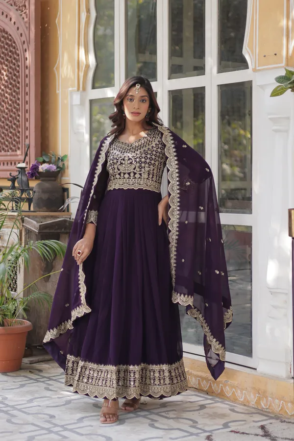 Royal_Faux_Blooming_Gown_with_Heavy_Zari_Sequins_Work_&_Lace_Border_Dupatta