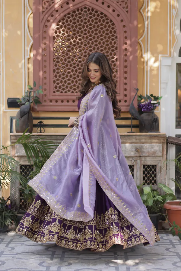Grape_Purple_Designer_Star_Georgette_Gown_With_Zari_Sequins_Embroidery_&_Gold_Crush_Dupatta_For_Women