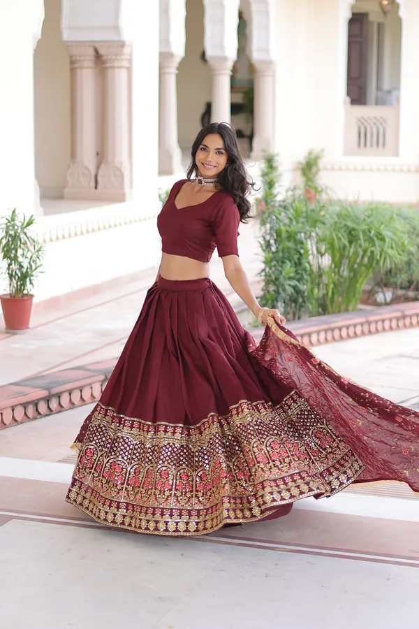 Vichitra_Silk_Sequins_Embroidered_Lehenga_with_Designer_Dupatta