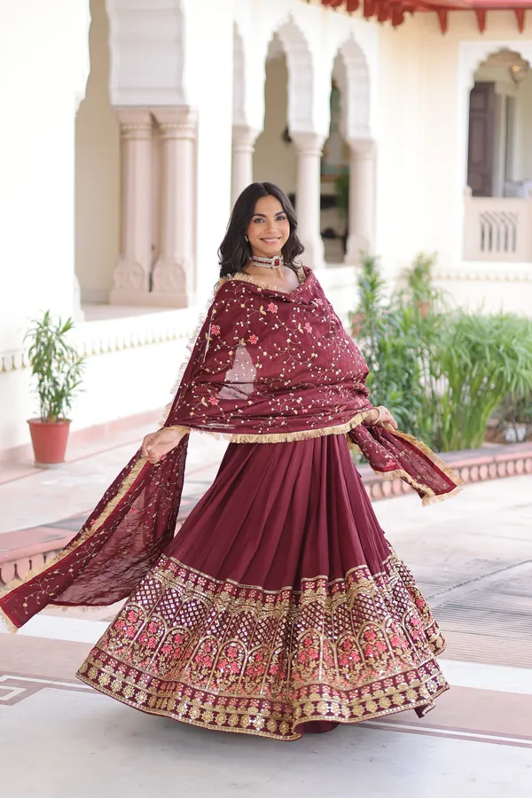Vichitra_Silk_Sequins_Embroidered_Lehenga_with_Designer_Dupatta