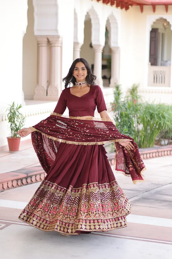 Vichitra_Silk_Sequins_Embroidered_Lehenga_with_Designer_Dupatta