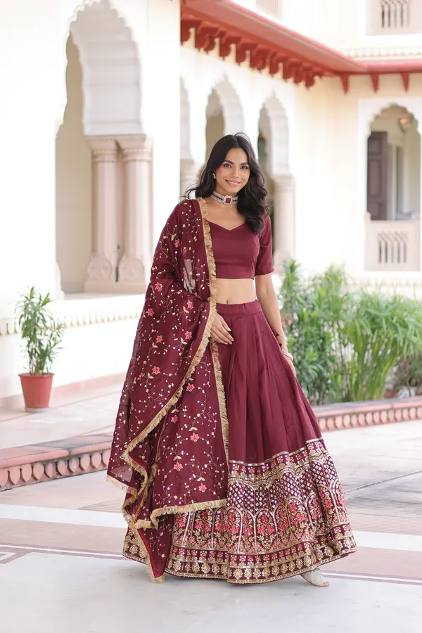 Vichitra_Silk_Sequins_Embroidered_Lehenga_with_Designer_Dupatta