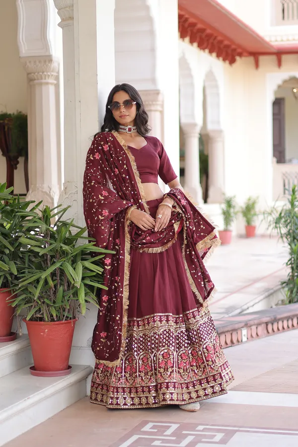 Vichitra_Silk_Sequins_Embroidered_Lehenga_with_Designer_Dupatta