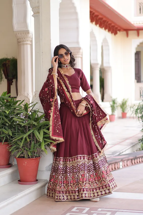 Vichitra_Silk_Sequins_Embroidered_Lehenga_with_Designer_Dupatta