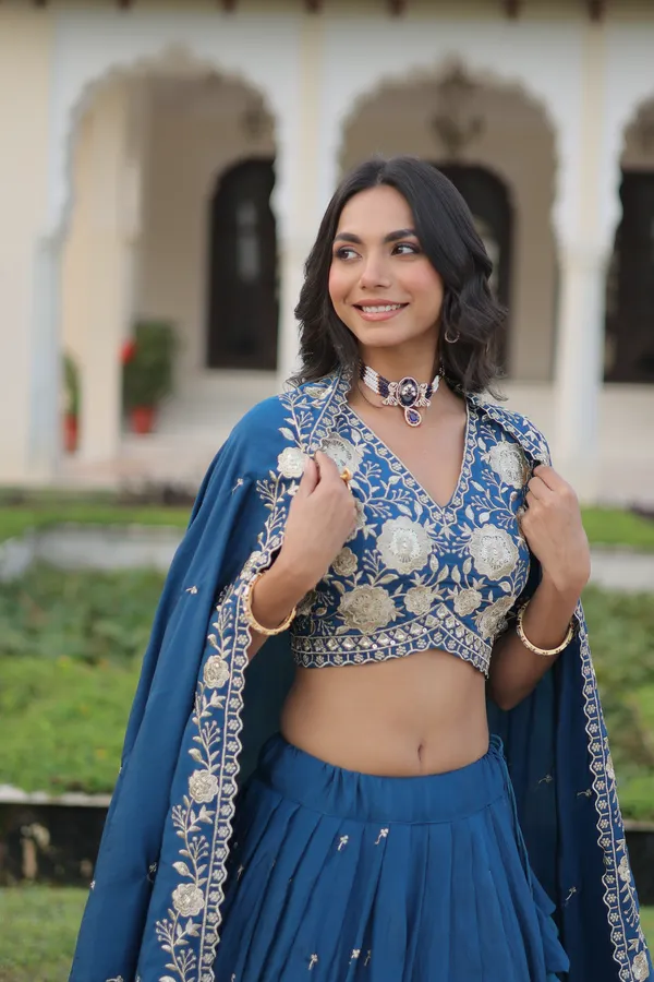 Light_Navy_Blue_Royal_Vichitra_Silk_Lehenga_Choli_With_Heavy_Embroidery_&_Lace_Dupatta_For_Women