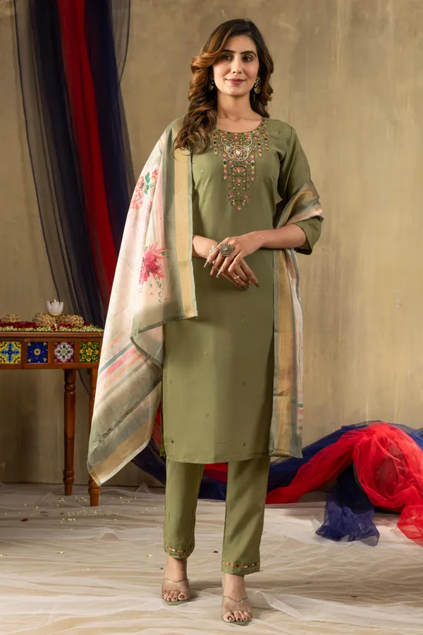 Shimmer_Gold_Cotton_Radiance_Straight_Kurti_Pant_Set_with_Printed_Dupatta