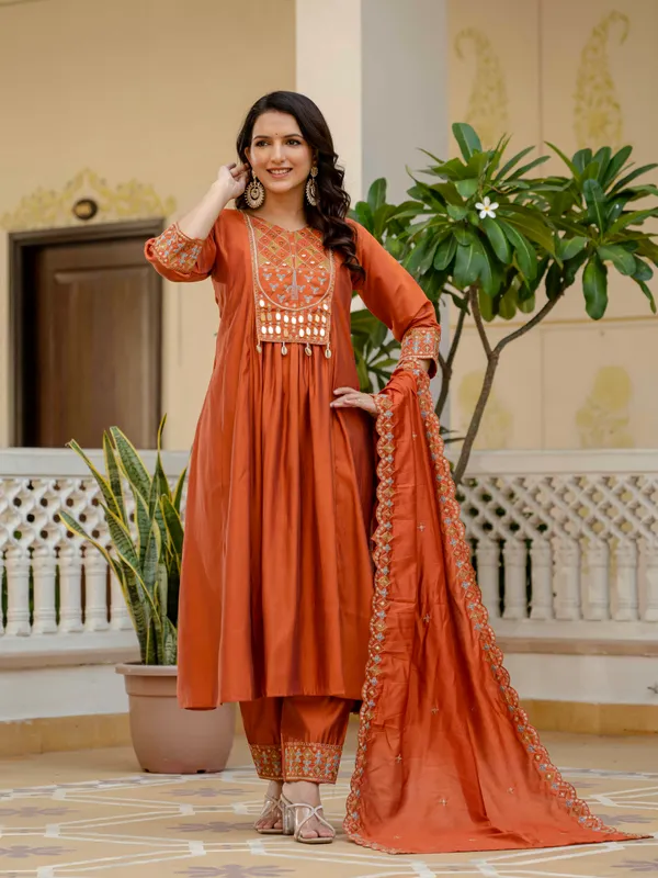 Glamorous_Anarkali_Kurti_Pant_Dupatta_Set_with_Mirror_Work