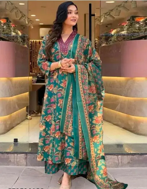 Women's_Rayon_Blend_Printed_Kurta_With_Palazzo_&_Dupatta