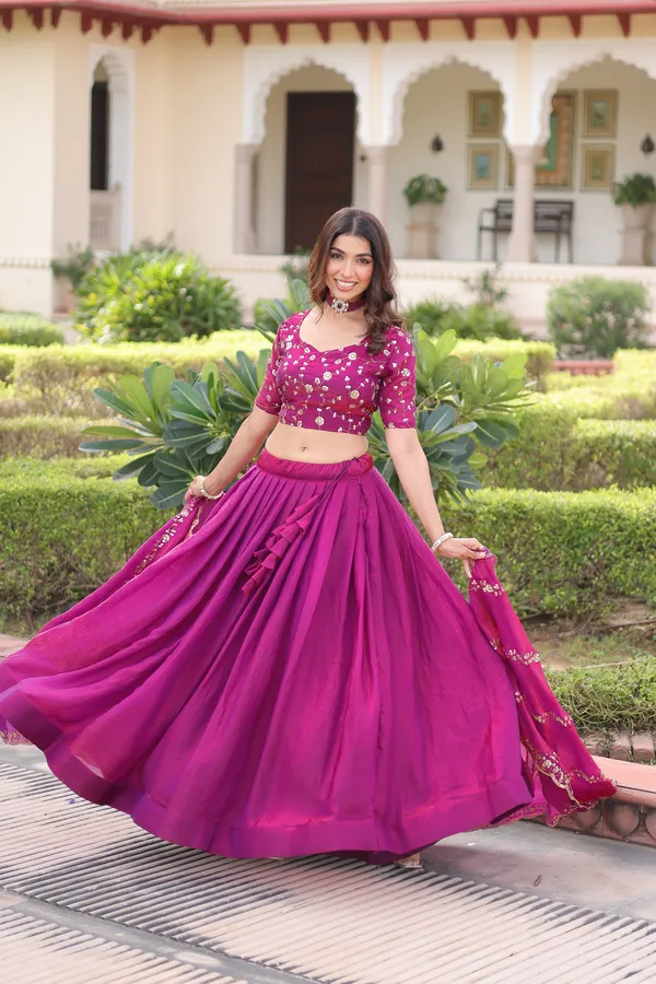 Wine_Berry_Fendi_Silk_Lehenga_Choli_With_Rich_Sequins_Embroidery_&_Lace_Dupatta_For_Women