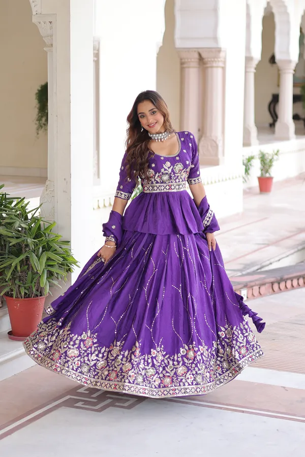 Purple_Statement_Gold_Crush_Lehenga_Choli_With_Rich_Zari_Sequins_Detailing_For_Women