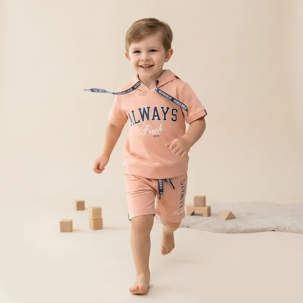 Peach_Cotton_Printed_T-Shirt_And_Shorts_Set_For_Boys