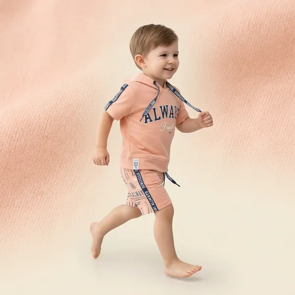 Peach_Cotton_Printed_T-Shirt_And_Shorts_Set_For_Boys