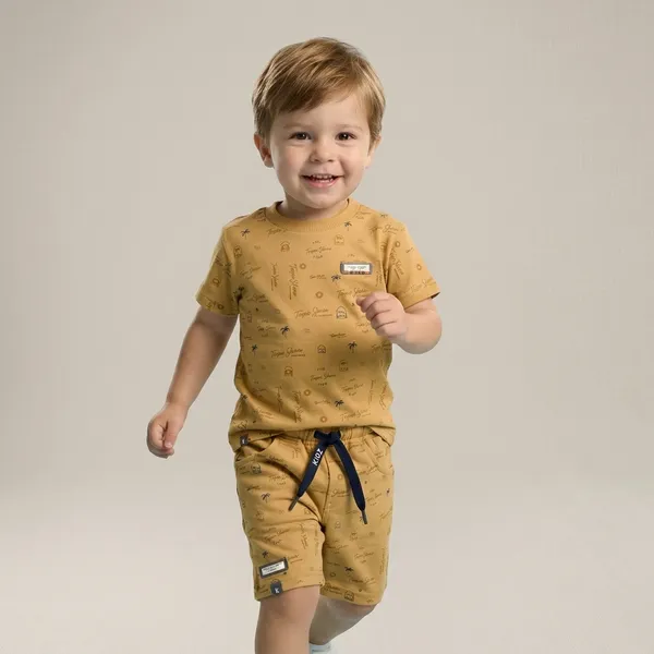 Mustard_Yellow_Cotton_Printed_Relaxed_Fit_T-Shirt_And_Shorts_Set_For_Boys