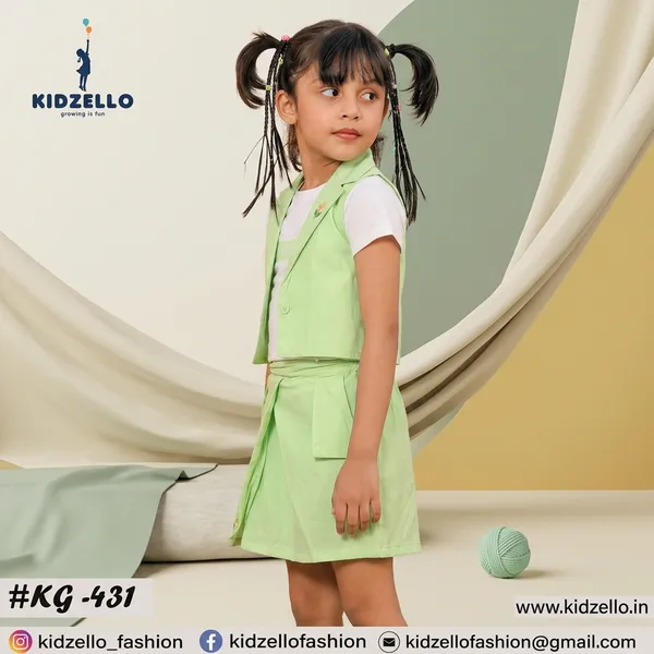 Green_Cotton_Vest_And_Skirt_Set_For_Girls