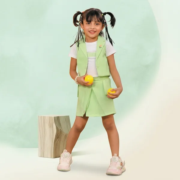 Green_Cotton_Vest_And_Skirt_Set_For_Girls