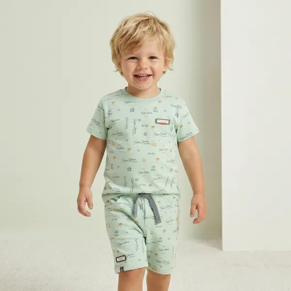Green_Cotton_Printed_T-Shirt_And_Shorts_Set_For_Boys