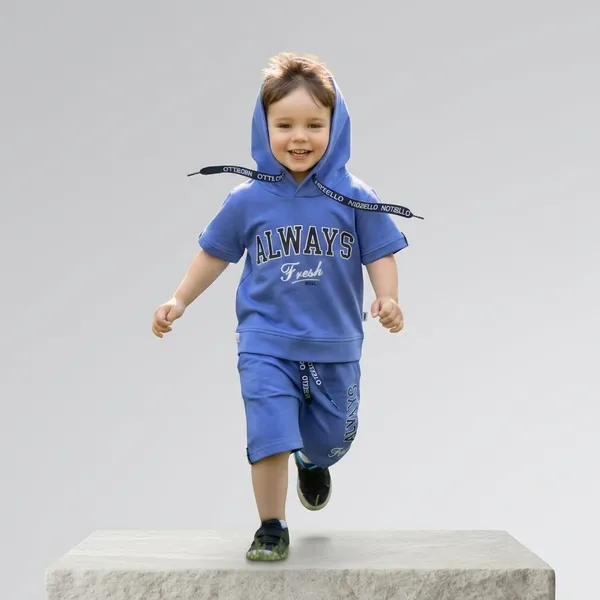 Blue_Cotton_Short_Sleeve_Hoodie_And_Shorts_Set_For_Boys