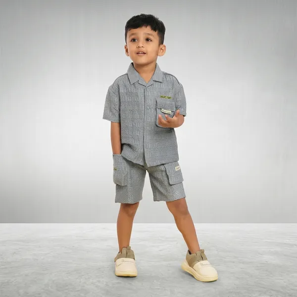 Grey_Cotton_Textured_Relaxed_Fit_Shirt_And_Shorts_Set_For_Boys