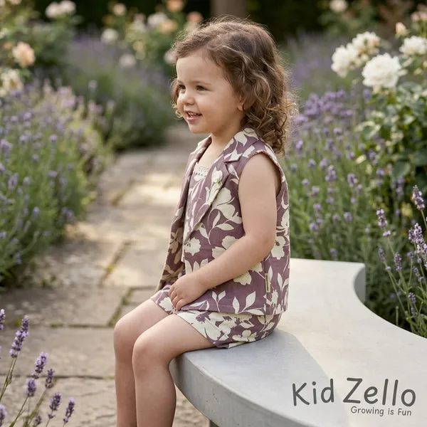 Purple_Cotton_Floral_Print_Sleeveless_Top_And_Shorts_Set_For_Girls