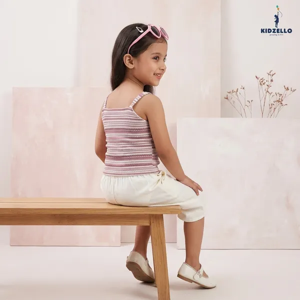 Pink_And_White_Striped_Cotton_Sleeveless_Top_And_Skirt_Set_For_Girls