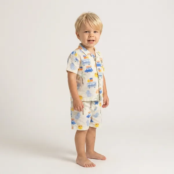 White_Cotton_Beach_Print_Short_Sleeve_Shirt_And_Short_For_Boys