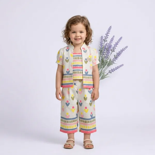White_Cotton_Floral_Print_Kurta_Pajama_Set_For_Girls