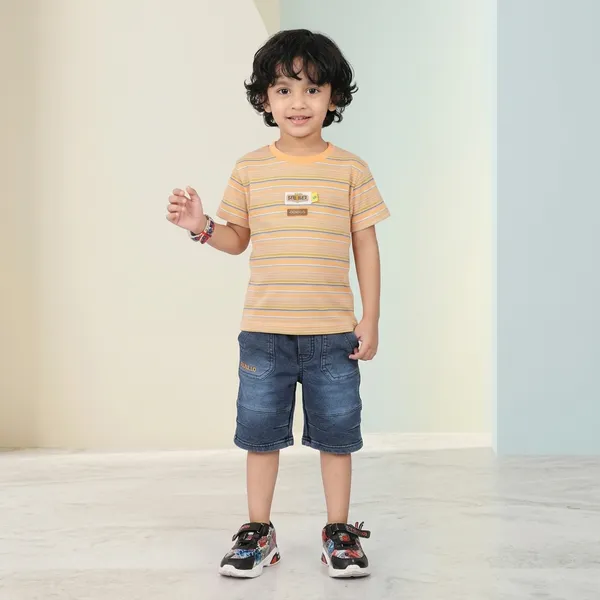 Orange_Cotton_Striped_Short_Sleeve_T-Shirt_For_Boys