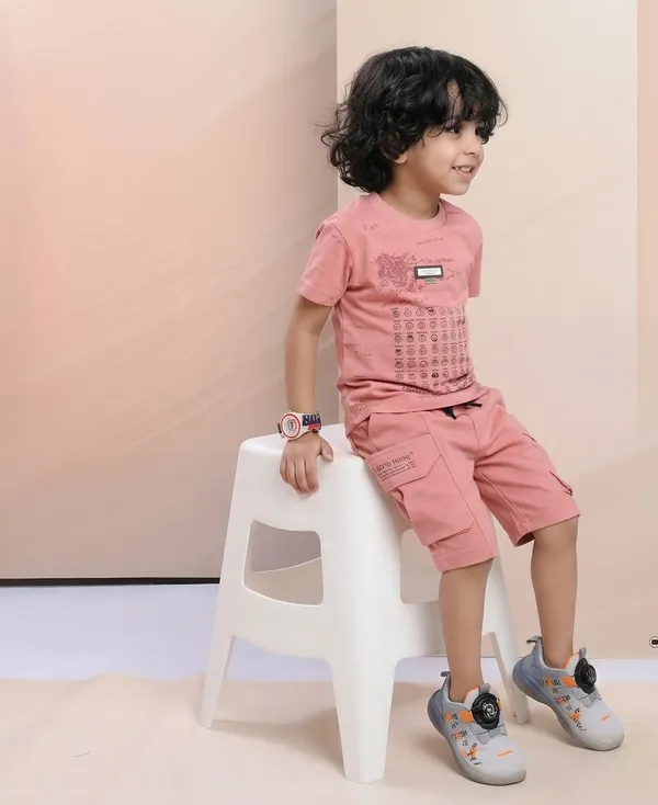 Pink_Cotton_Printed_Relaxed_Fit_Top_And_Shorts_Set_For_Boys