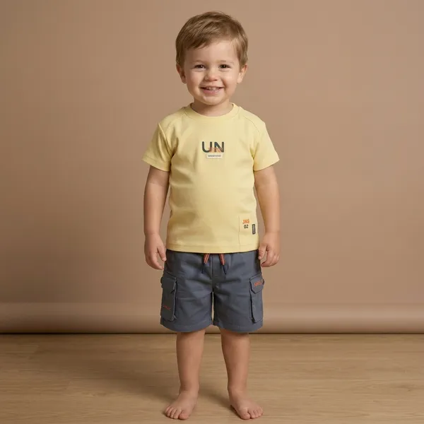 Yellow_And_Grey_Cotton_Graphic_T-Shirt_And_Cargo_Shorts_Set_For_Boys