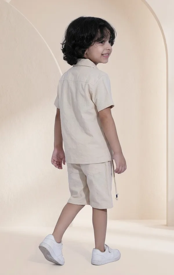Beige_Cotton_Relaxed_Short_Kurta_Pyjama_Set_For_Boys