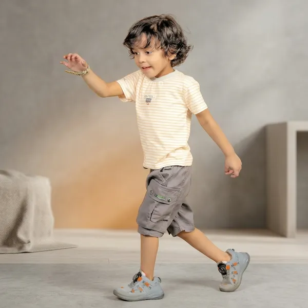 Yellow_And_Grey_Striped_Cotton_T-Shirt_And_Cargo_Shorts_Set_For_Boys