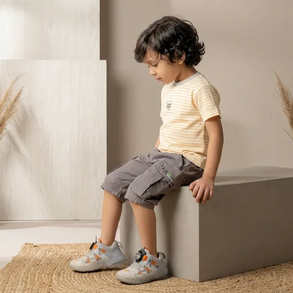 Yellow_And_Grey_Striped_Cotton_T-Shirt_And_Cargo_Shorts_Set_For_Boys