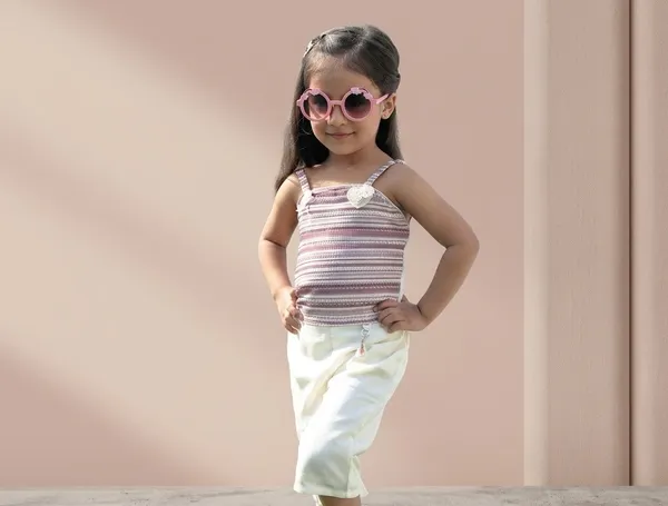 Pink_And_White_Striped_Cotton_Sleeveless_Top_And_Skirt_Set_For_Girls