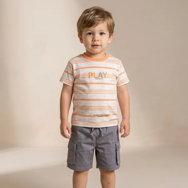 Orange_And_Grey_Cotton_Striped_T-Shirt_And_Cargo_Shorts_Set_For_Boys