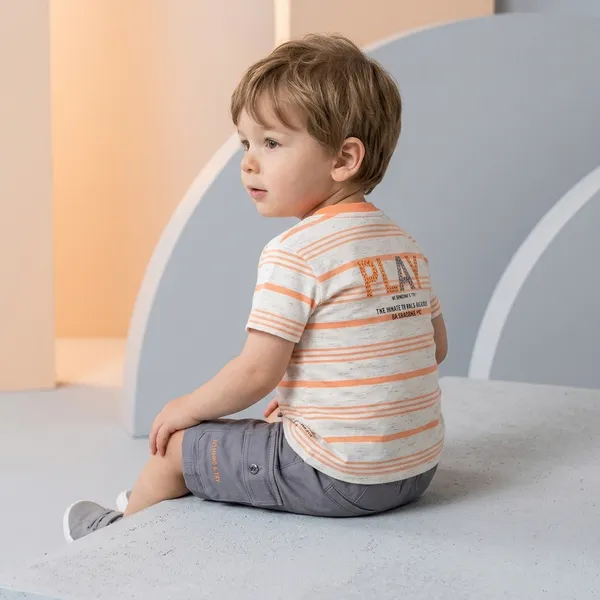 Orange_And_Grey_Cotton_Striped_T-Shirt_And_Cargo_Shorts_Set_For_Boys