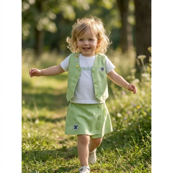 Green_And_White_Cotton_Relaxed_Vest_T-Shirt_And_Skirt_Set_For_Girls