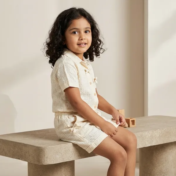 Off_White_Cotton_Checkered_Top_And_Shorts_Set_For_Girls