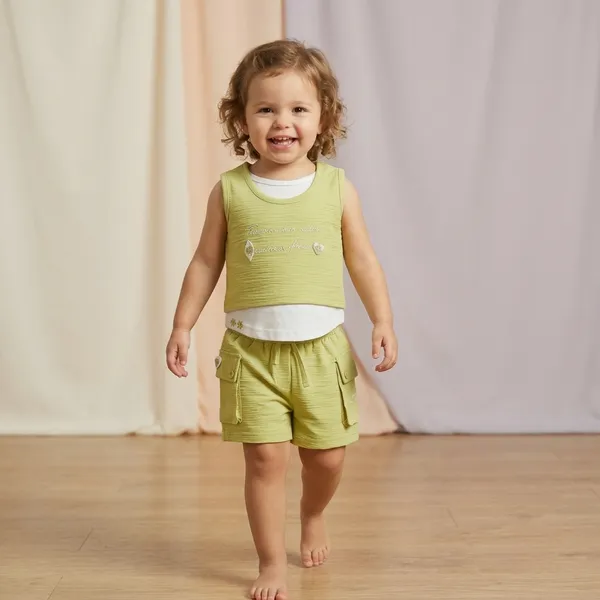 Green_Cotton_Sleeveless_Top_And_Shorts_Set_For_Girls