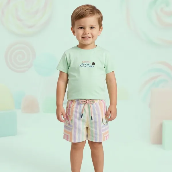 Mint_Green_Cotton_Printed_T-Shirt_And_Striped_Shorts_Set_For_Boys