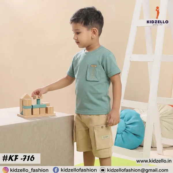 Sage_Green_And_Beige_Cotton_Relaxed_Fit_Cargo_Shorts_And_T-Shirt_Set_For_Boys