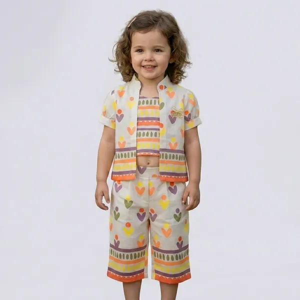 Multicolor_Cotton_Printed_Relaxed_Shirt_And_Culotte_Set_For_Girls